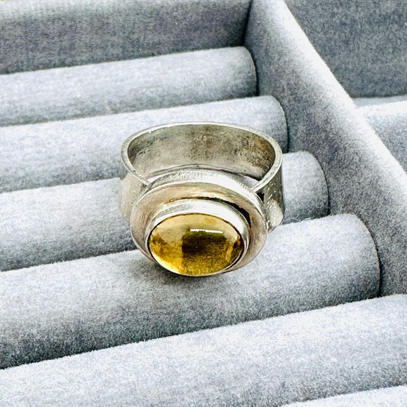 🔥 Vintage Modernist Citrine Silver Ring - Picture 16 of 17